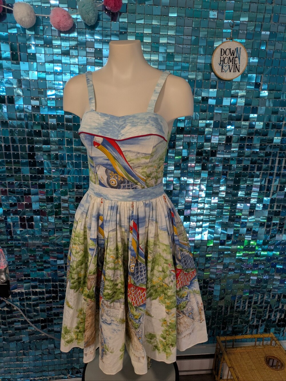 Koi Print Swing Dress